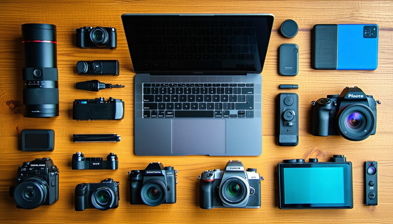 Modern tech gadgets and software collection